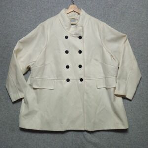 OLD NAVY Womens‎ Peacoat Jacket Size 4X Cream White Double Breasted Button Front